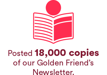 Posted 18,000 copies of our Golden Friend’s Newsletter.